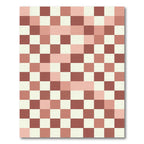 Modern Blush and Terracotta Checkerboard Rug