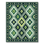 Geometric Diamond Green Abstract Rug