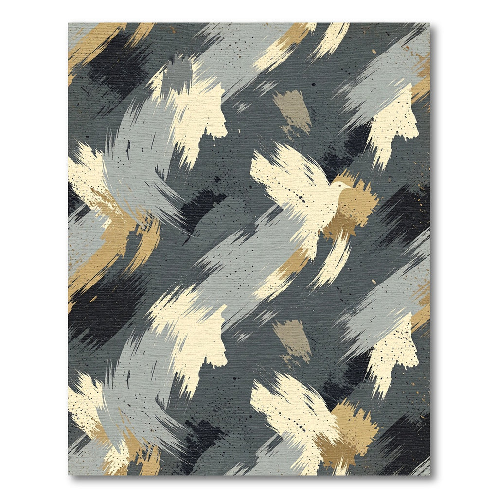 Abstract Beige Gray Brushstroke Splatter Rug