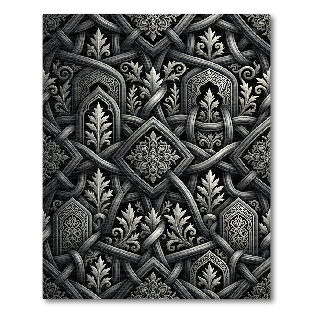 Intricate Silver Interlaced Arch Foliage Rug