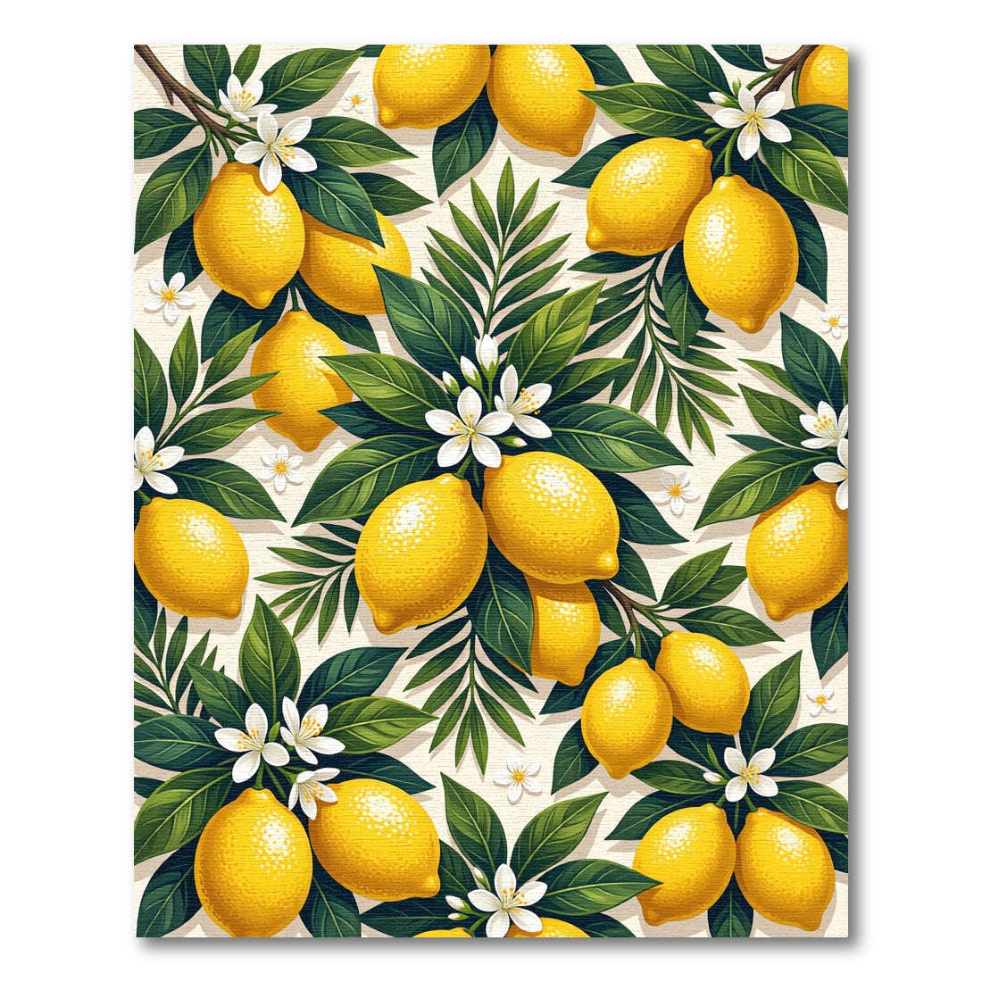 Lush Yellow Lemon and Blossom Foliage Rug