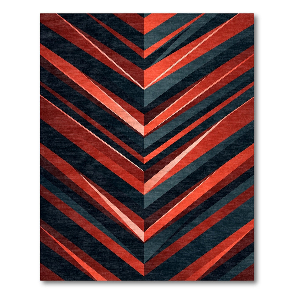Bold Red and Charcoal Geometric Chevron Rug