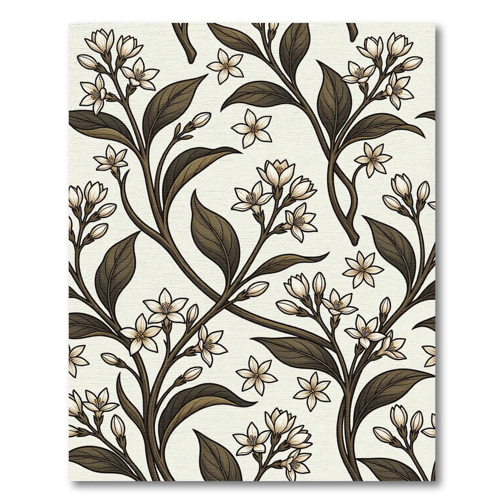 Vintage Cream Botanical Floral Branches Rug