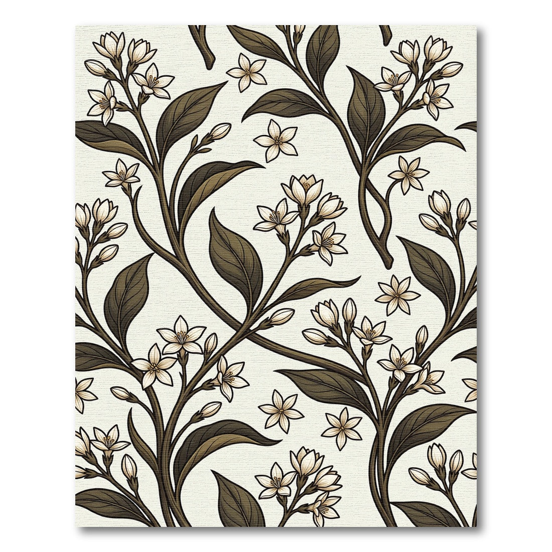 Vintage Cream Botanical Floral Branches Rug