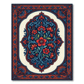 Crimson Red Blue Floral Medallion Rug