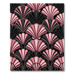 Art Deco Pink Black Shell Fan Rug