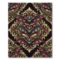 Gothic Bat Filigree Damask Burgundy Gold Rug