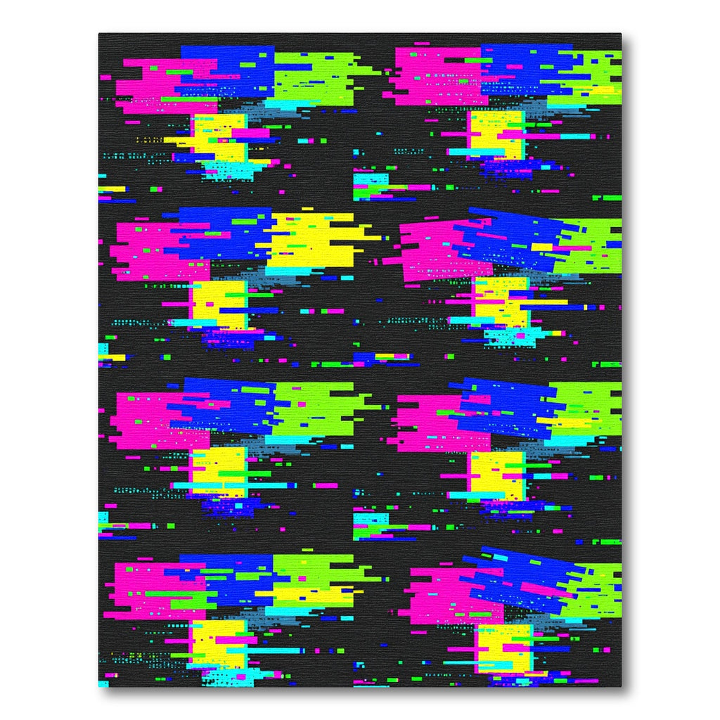 Neon Glitch Digital Pixel Grid Art Rug