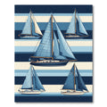 Nautical Blue Sailboat Striped Illustration Rug