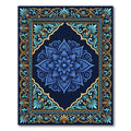 Deep Blue Golden Floral Symmetry Rug