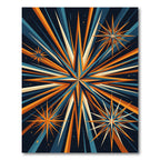 Geometric Starburst Navy and Orange Radial Abstract Rug