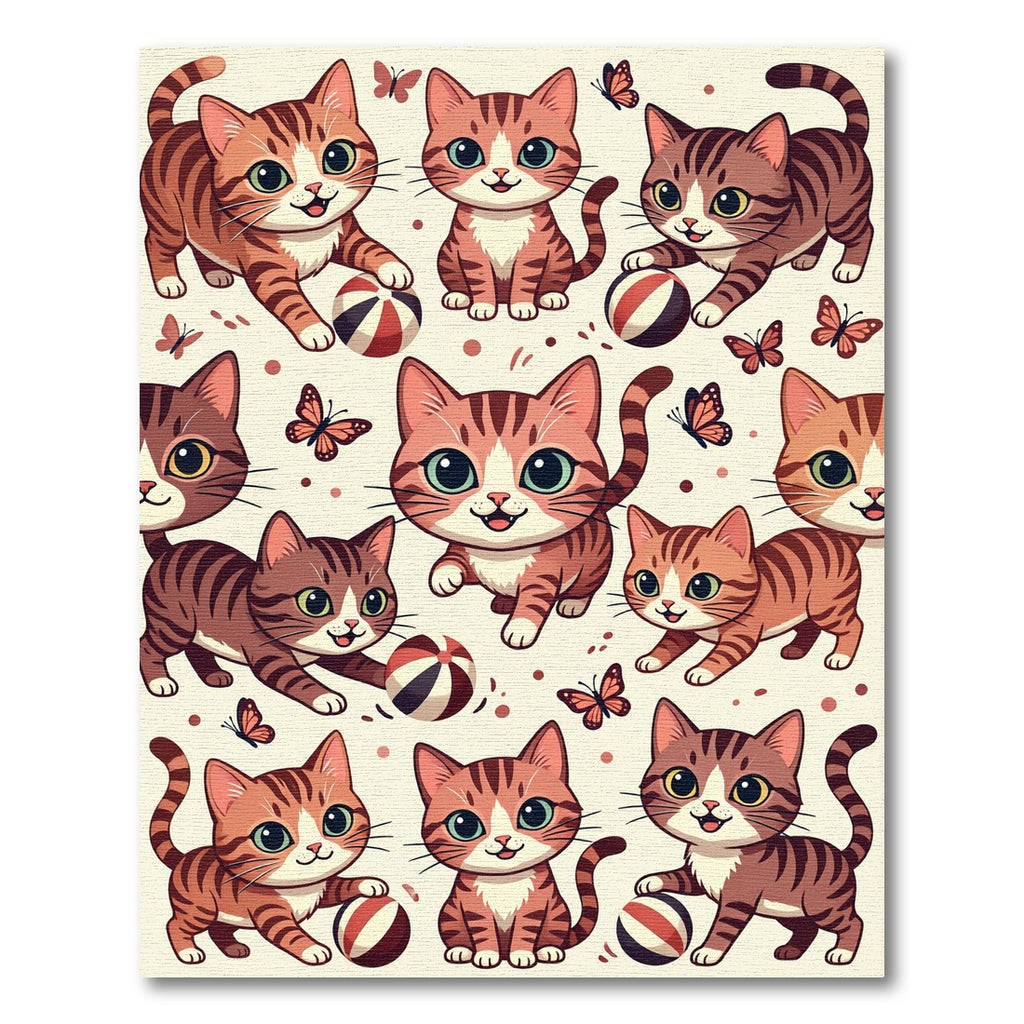 Playful Orange Tabby Cat Kitten Mosaic Rug