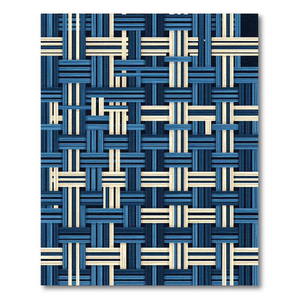 Navy and Cream Woven Basket Weave Rug