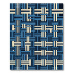 Navy and Cream Woven Basket Weave Rug