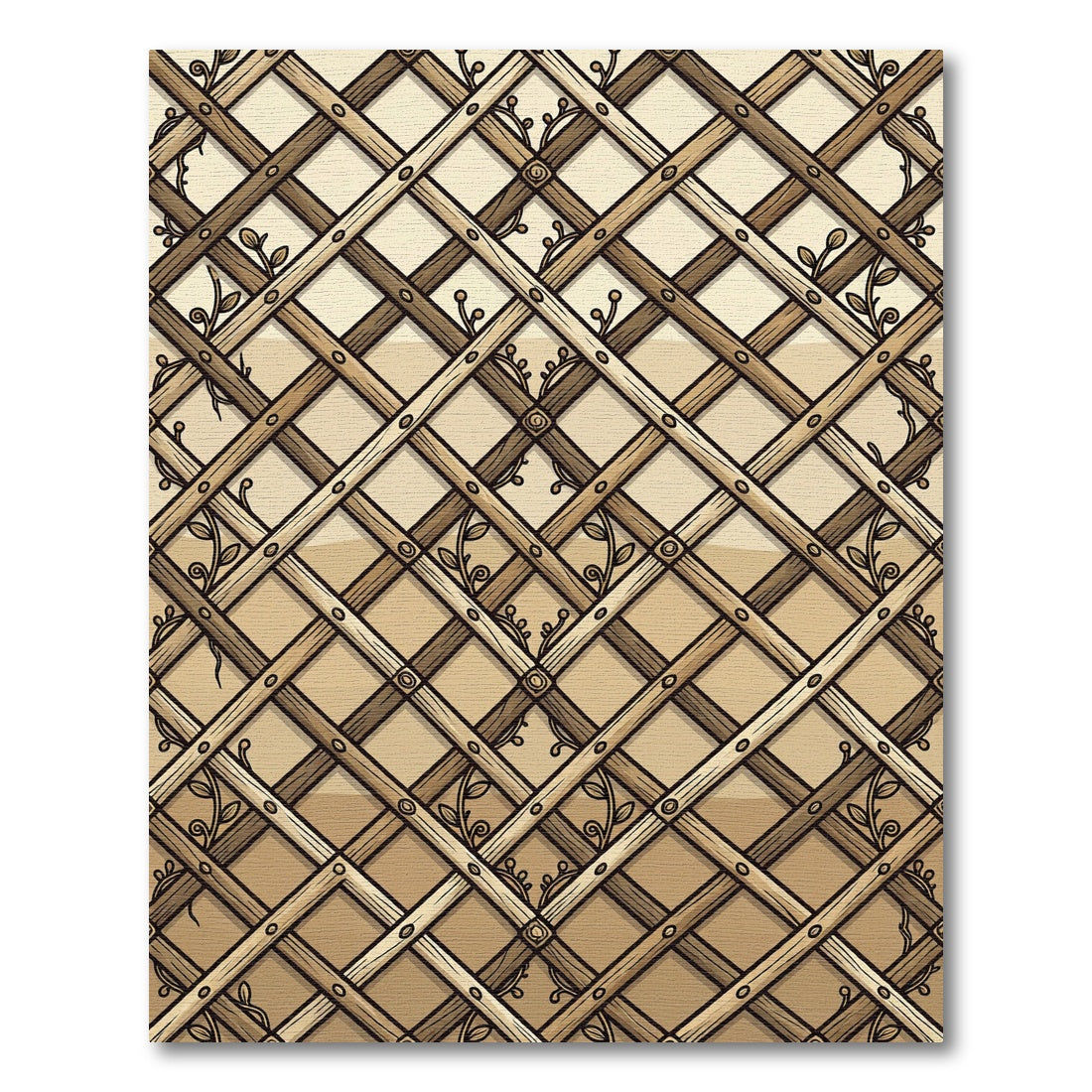 Earth Tone Trellis Botanical Lattice Rug