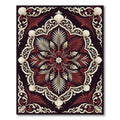 Regal Cream and Crimson Shell Medallion Rug