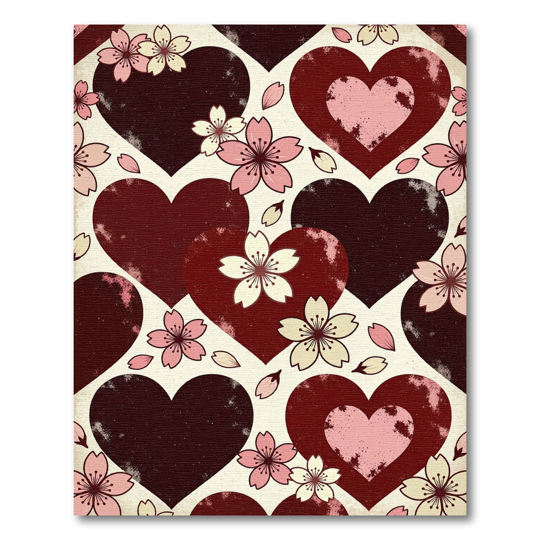 Cherry Blossom Hearts Crimson Rug