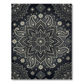 Elegant Monochrome Paisley Floral Mandala Rug