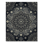 Elegant Monochrome Paisley Floral Mandala Rug