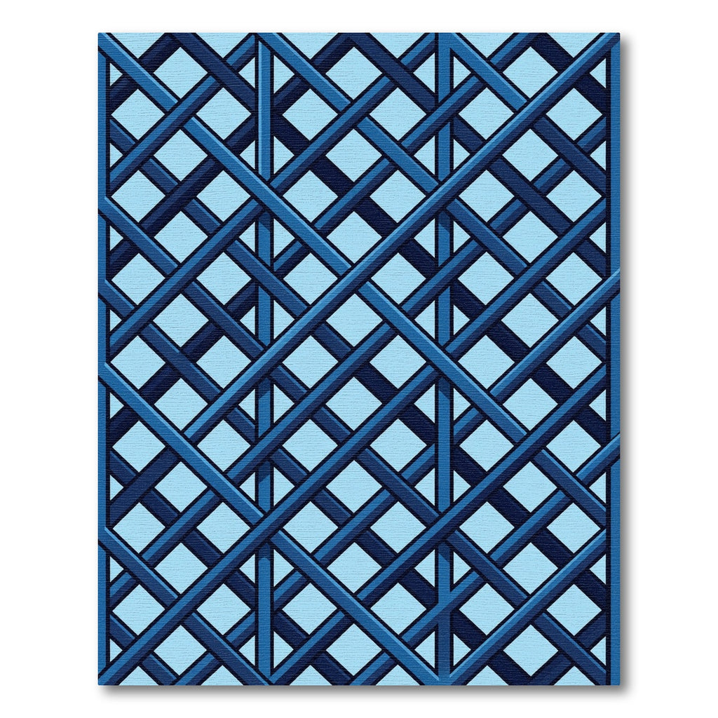 Geometric Navy Blue Crisscross Trellis Rug