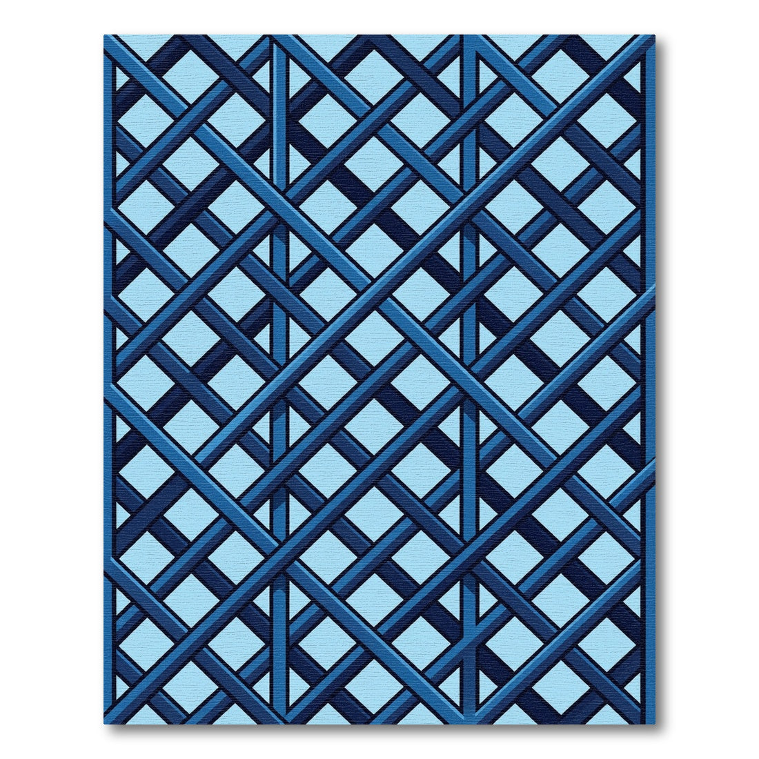 Geometric Navy Blue Crisscross Trellis Rug