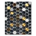 Modern Metallic Gold Gray Hexagonal Grid Rug