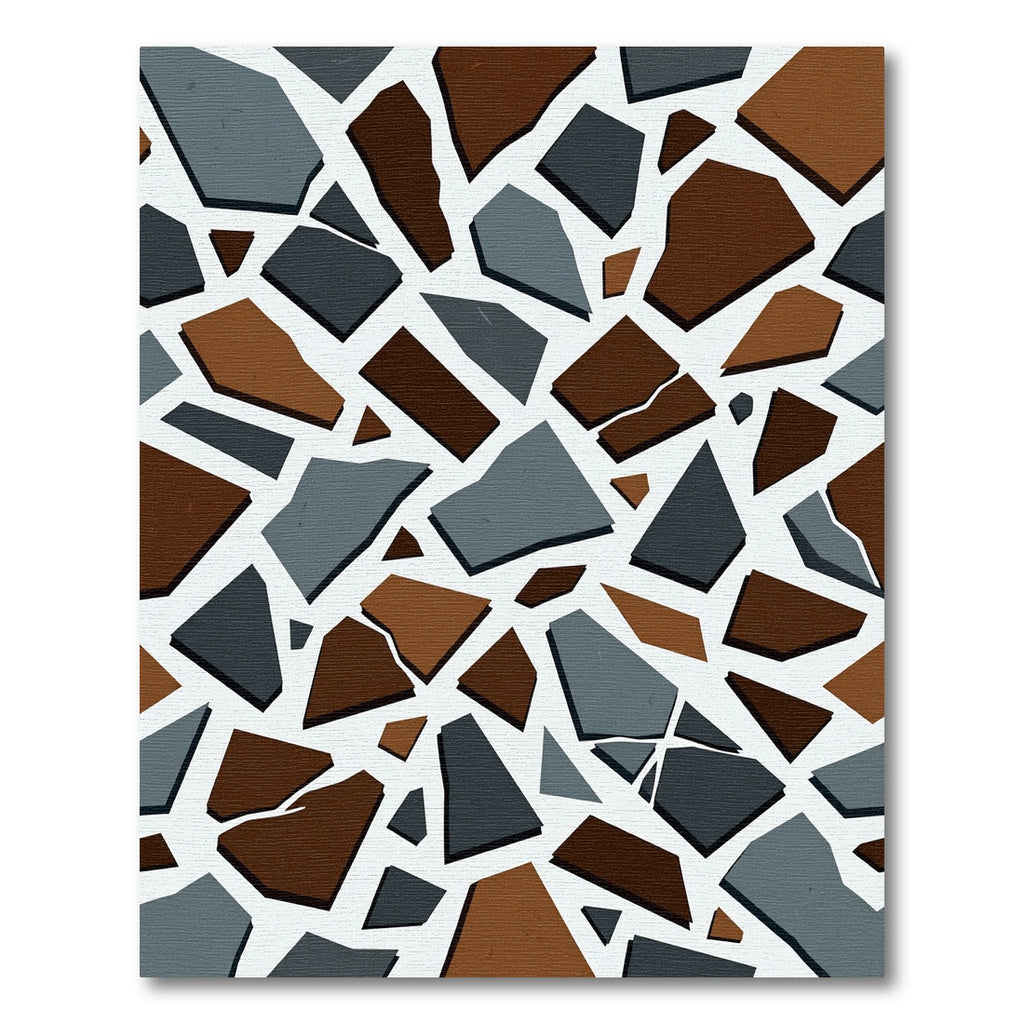 Modern Charcoal Brown Mosaic Fragment Rug