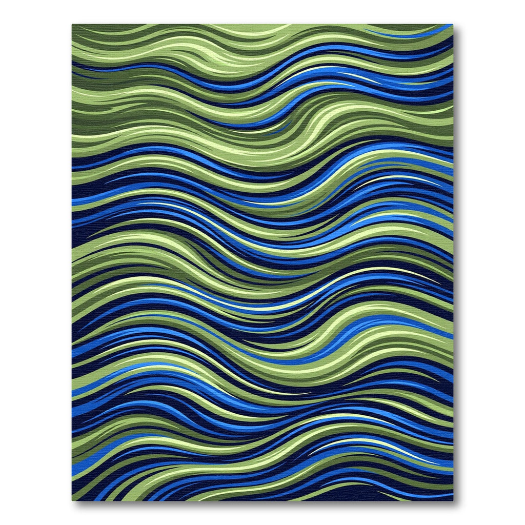 Ethereal Blue and Lime Wavy Flow Rug