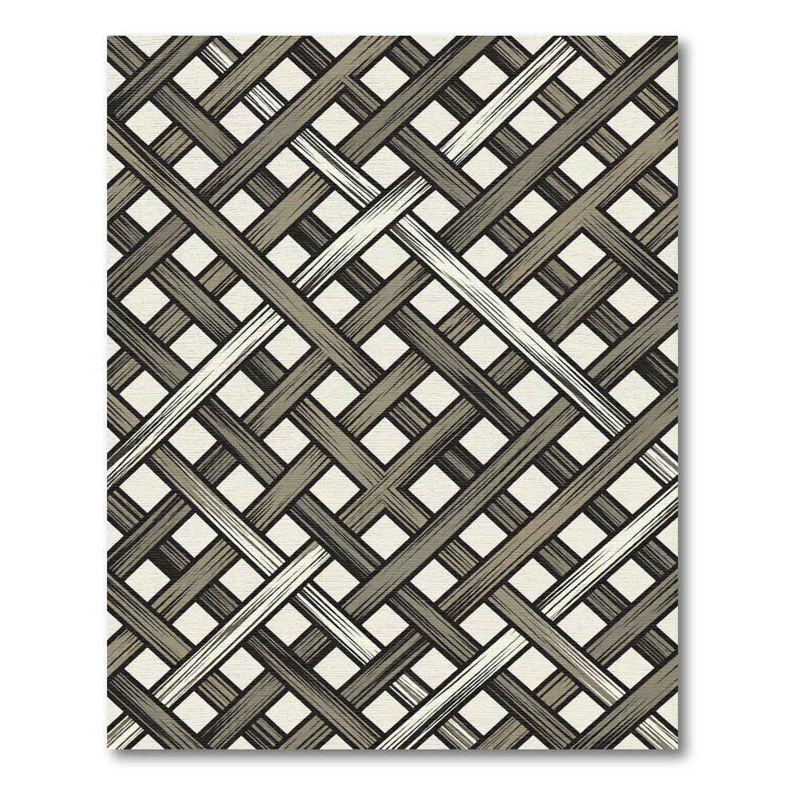 Woven Tan Neutral Lattice Weave Rug