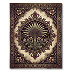 Ornate Floral Palm Medallion Deep Umber Rug