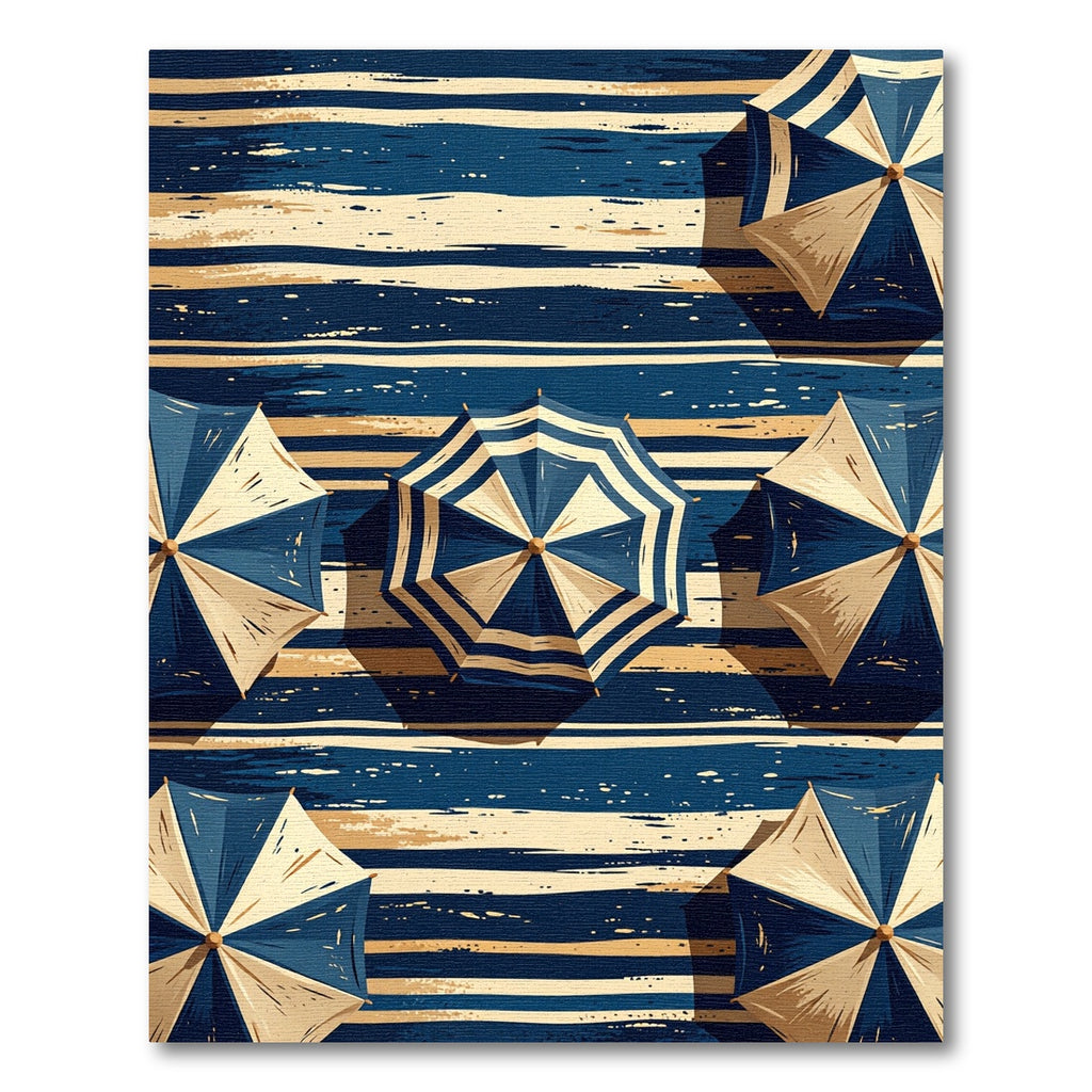 Navy and Cream Striped Umbrella Rug