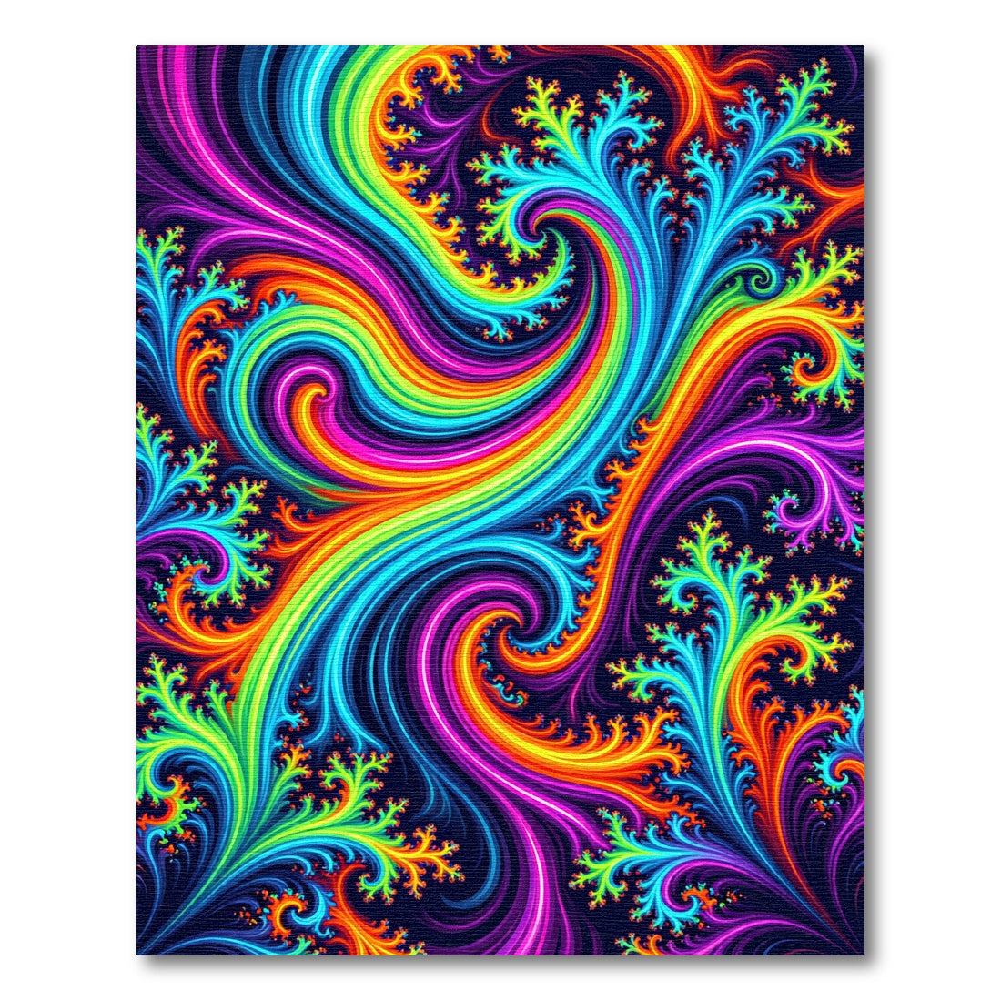 Vibrant Psychedelic Fractal Swirl Art Rug