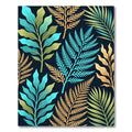 Tropical Teal Gold Leaf Fern Rug