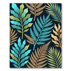 Tropical Teal Gold Leaf Fern Rug