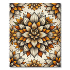 Golden Orange Floral Medallion Composition Rug