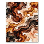 Fluid Amber and Espresso Abstract Wave Rug