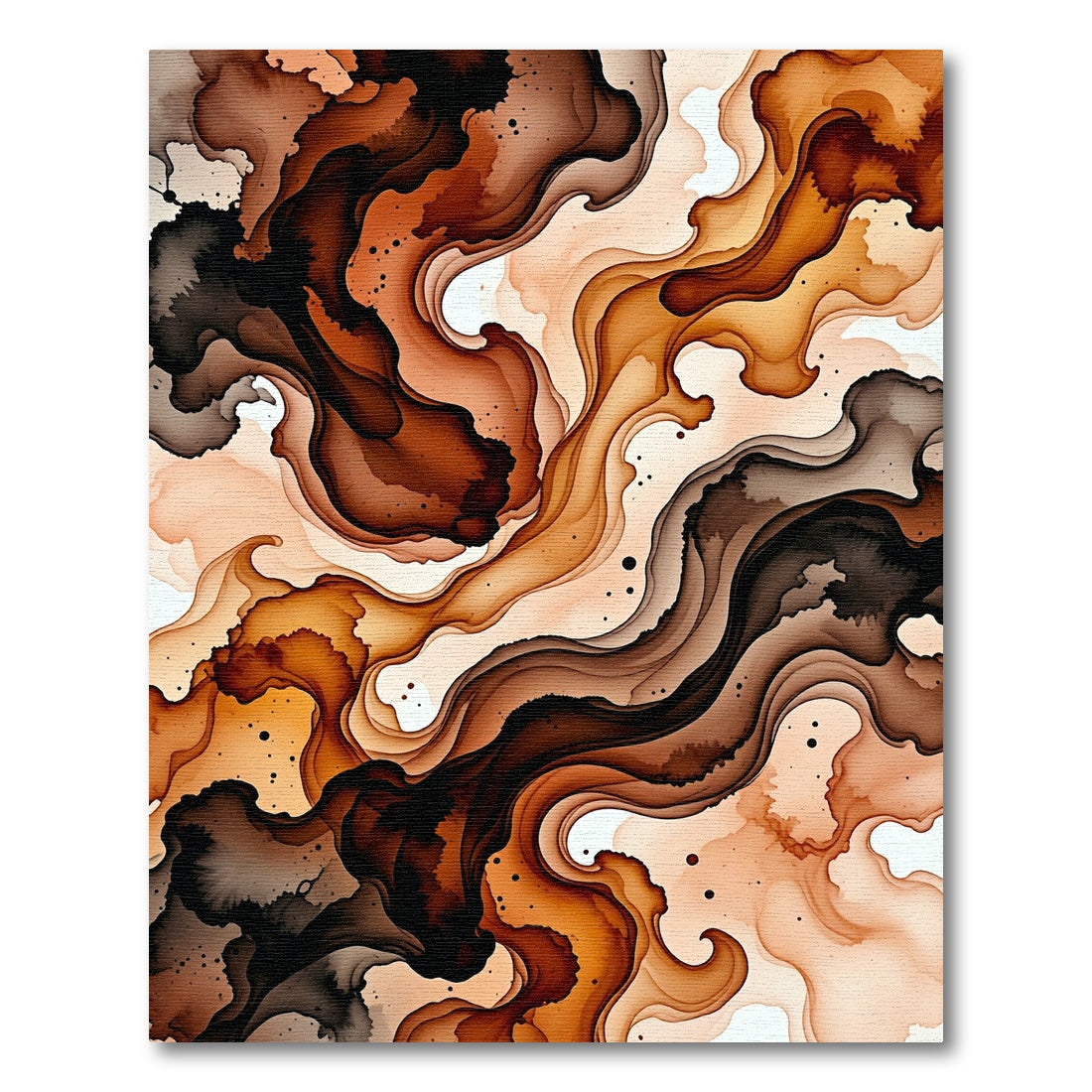 Fluid Amber and Espresso Abstract Wave Rug