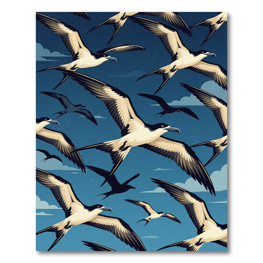 Soaring Oceanic Birds Midnight Sky Rug