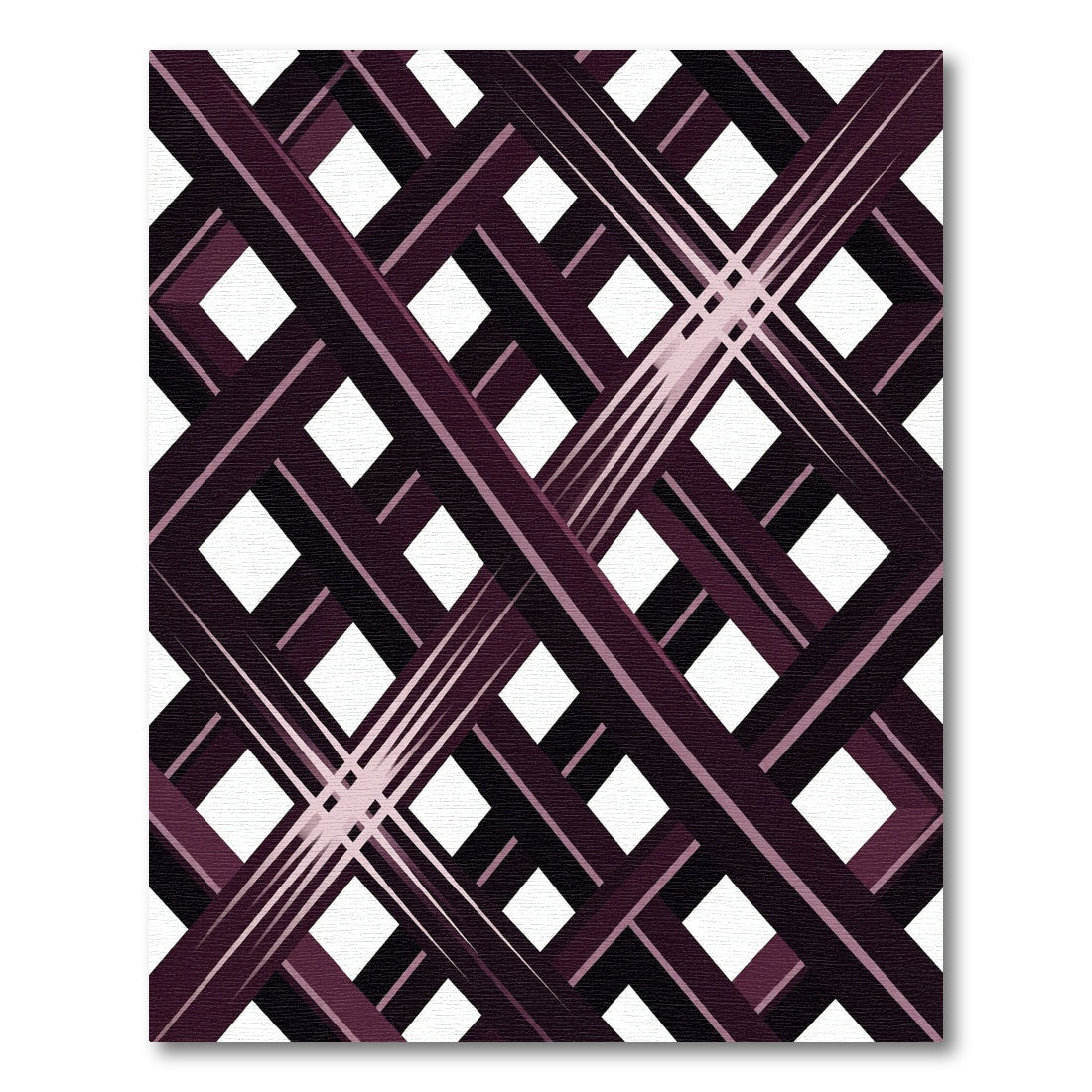Deep Purple Intersecting Diagonal Grid Rug