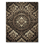 Antique Bronze Damask Scrollwork Rug