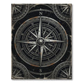 Celestial Compass Dark Metallic Nautical Emblem Rug