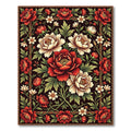 Rich Crimson and Cream Floral Vines Rug