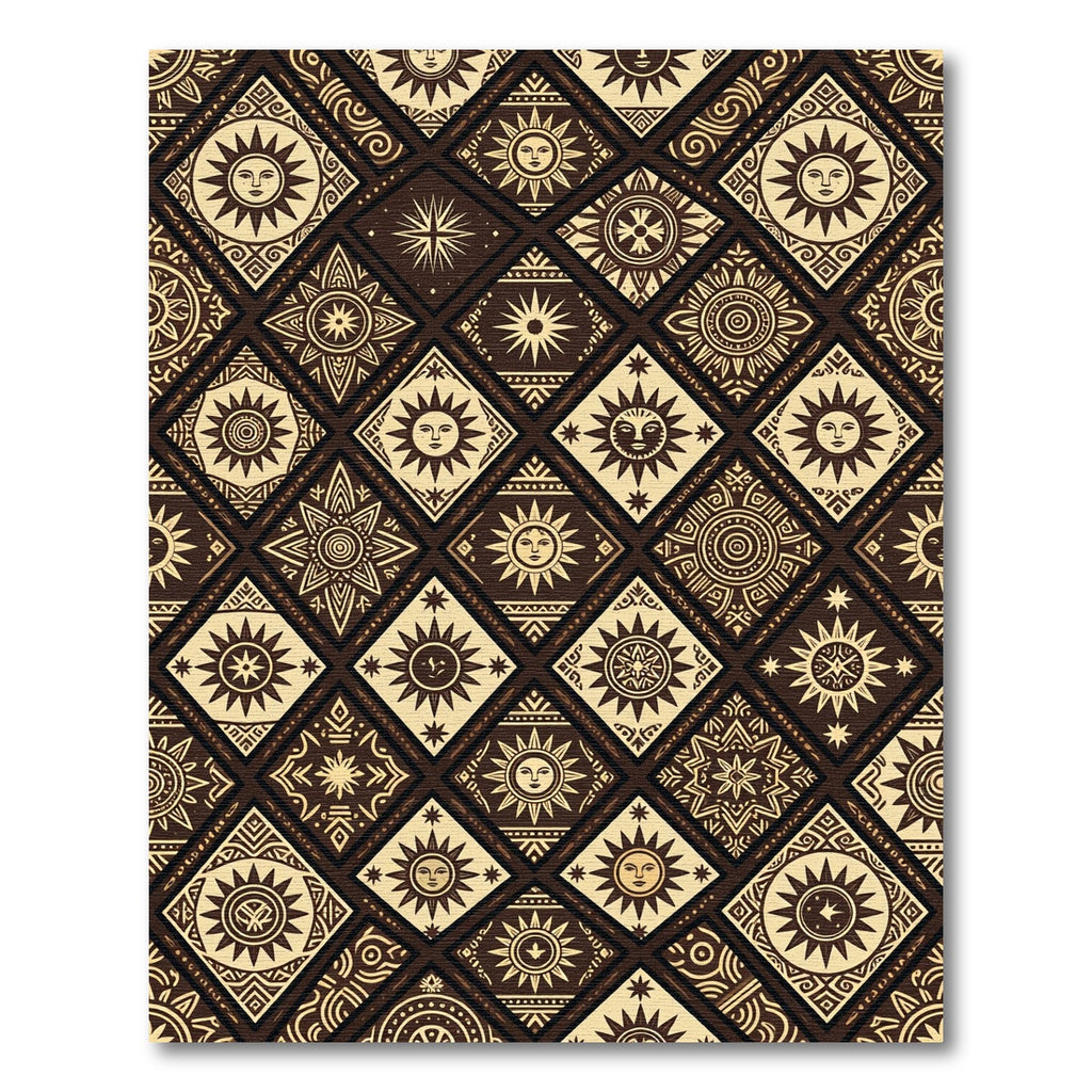 Celestial Sun Diamond Gold Brown Rug