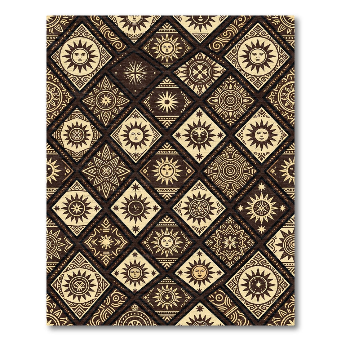 Celestial Sun Diamond Gold Brown Rug