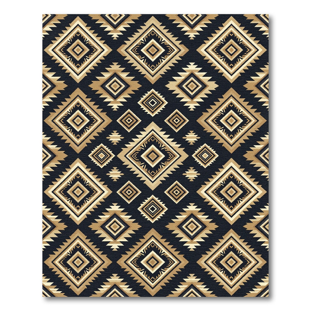 Golden Geometric Diamond Aztec Art Rug