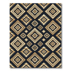 Golden Geometric Diamond Aztec Art Rug