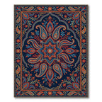 Rich Crimson Blue Paisley Medallion Rug