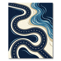 Coastal Abstract Navy Blue Winding Road Rug