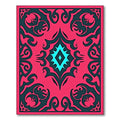 Radiant Pink Teal Diamond Medallion Rug