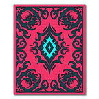 Radiant Pink Teal Diamond Medallion Rug